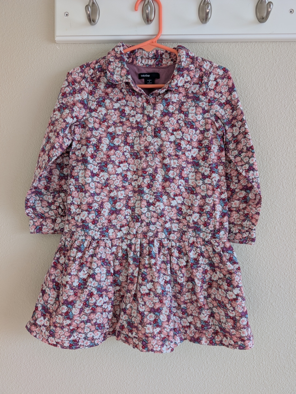 GAP Girls Floral Collared Dress in Pink and White 4T